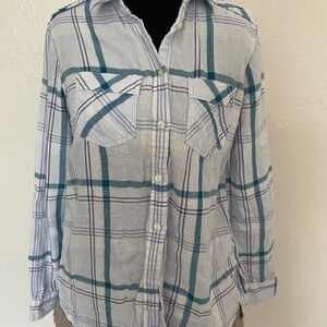 Express Plaid Flannel Boyfriend Fit Long Sleeve Top - Size XS